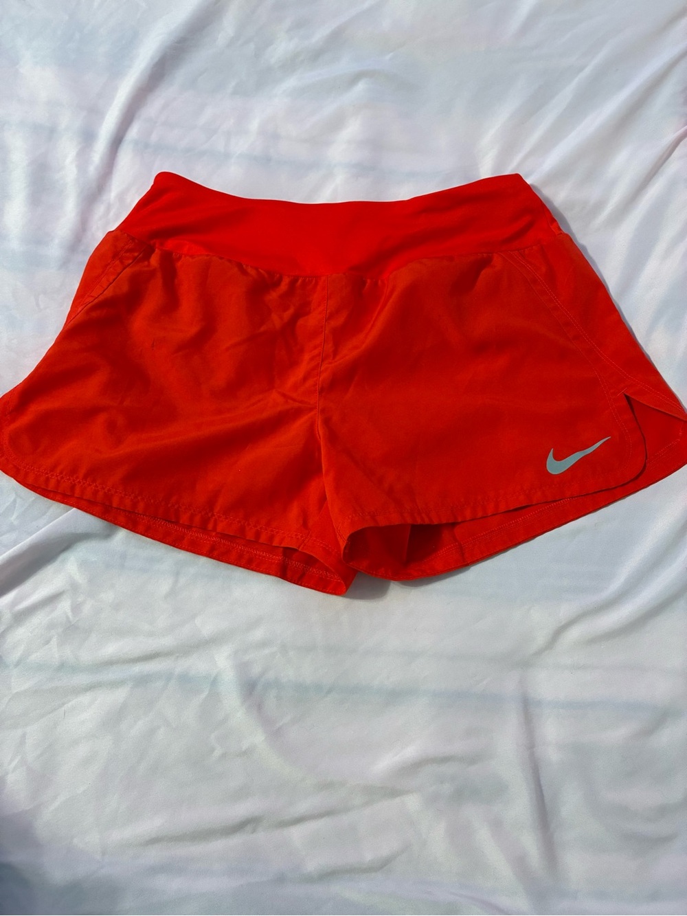 Nike Women's Bright Red Athletic Shorts with Reflective Swoosh